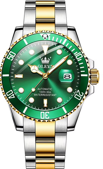 Automatic Movement Mechanical Men Watch Green Water Ghost Man Wristwatch Waterproof Stainless Steel Men'S Watches Luxury