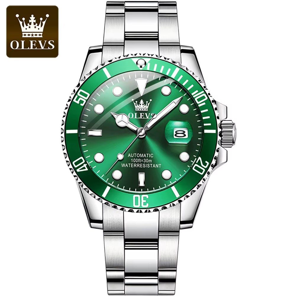 Automatic Movement Mechanical Men Watch Green Water Ghost Man Wristwatch Waterproof Stainless Steel Men'S Watches Luxury